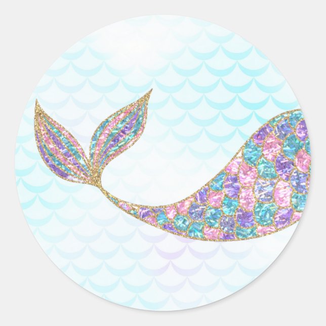 Mermaid sticker Glitter, Under the sea Thank you (Front)