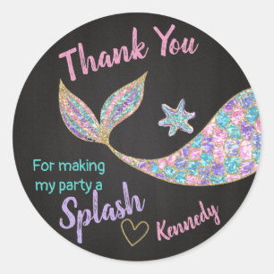 Mermaid sticker Glitter, Under the sea Thank you