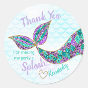 Mermaid sticker Glitter, Under the sea Thank you