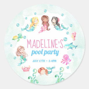 Mermaid sticker, mermaid party favours sticker