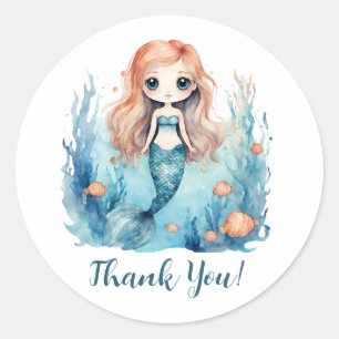 Mermaid Stickers Envelope Seals Thank You