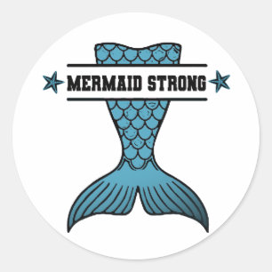 Mermaid Strong round stickers