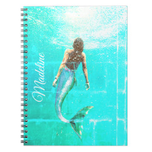 Mermaid Summer Blue Ocean Modern Chic Notebook