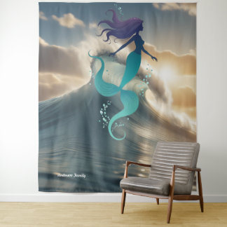 Mermaid Sunrise Ocean Personalised Tapestry
