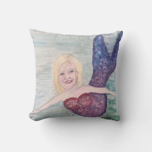 Mermaid Swimming Art Painting Cushion (Front)