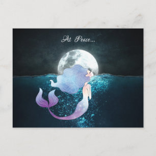 Mermaid Swimming At Peace Under the Full Moon Postcard