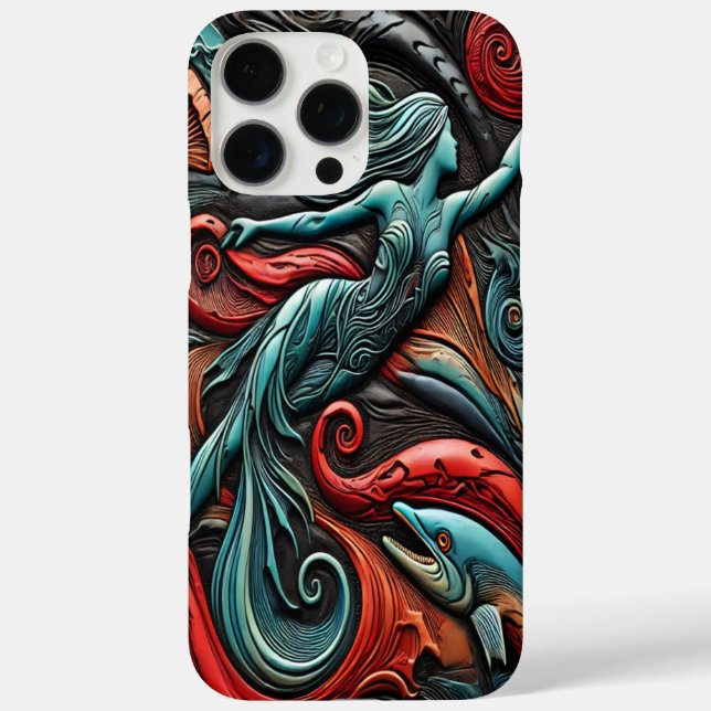 Mermaid Swimming Gracefully Among Vibrant Sea Life Case-Mate iPhone Case (Back)