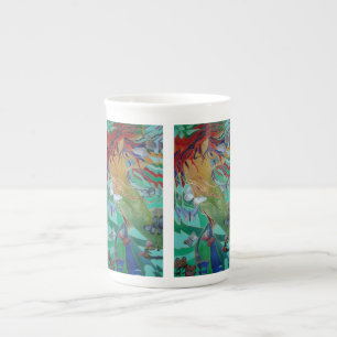 Mermaid Swimming with Butterflies Fantasy Art Bone China Mug