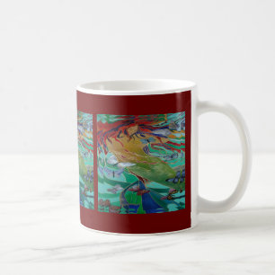 Mermaid Swimming with Butterflies Fantasy Art Coffee Mug