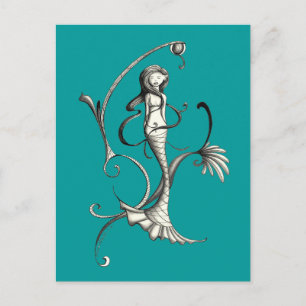 mermaid swirl 2 postcard