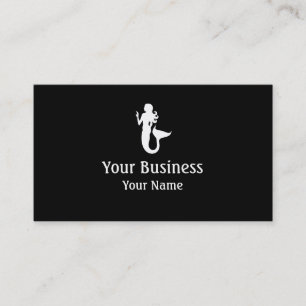 Mermaid symbol black white custom business cards