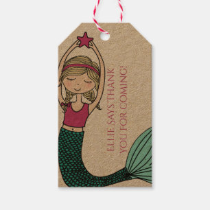 Mermaid tag, thank you favor gift tag birthday tag