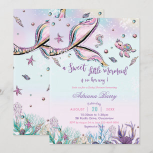 Mermaid Tail Baby Shower Under the Sea Baby Girl Invitation