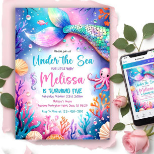 Mermaid Tail Birthday Invitation, Mermaid Invites
