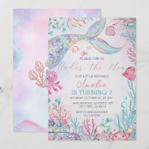 Mermaid Tail Birthday Invitation Mermaid Under the