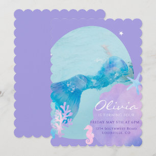 Mermaid Tail Birthday invitation, Under the Sea