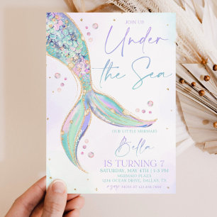 Mermaid Tail Birthday Invitation, Under the Sea Invitation