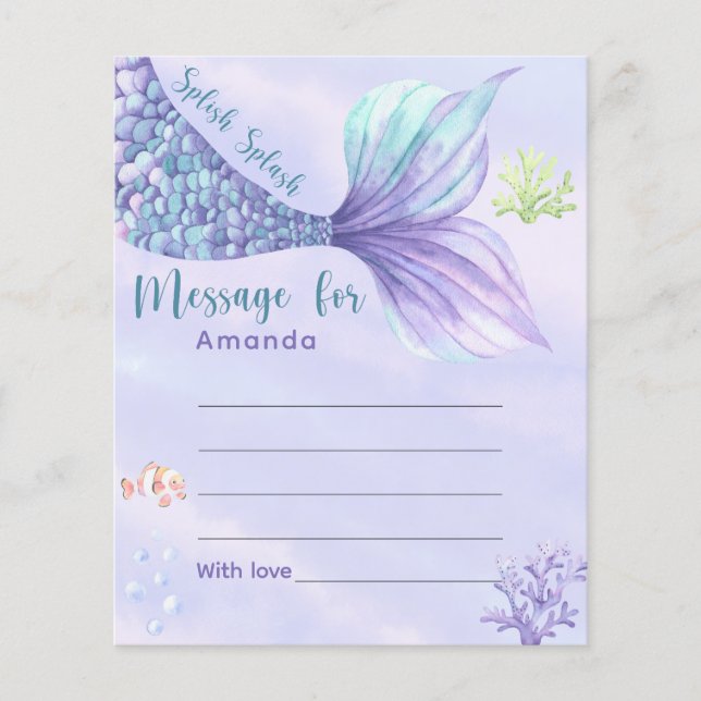 Mermaid tail birthday time capsule message (Front)