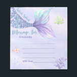 Mermaid tail birthday time capsule message notepad<br><div class="desc">"Under the Sea" themed birthday invitation. Watercolor pastel purple and blue hues,  featuring playful mermaid tail,  clown fish,  and corals.</div>