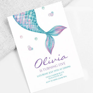 Mermaid Tail Birthday Under the Sea Pink Invitation