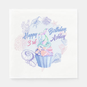 Mermaid Tail Cupcake Birthday Paper Napkins