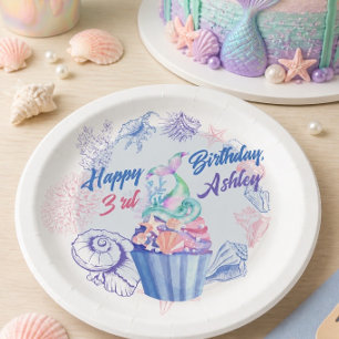 Mermaid Tail Cupcake Birthday Paper Plate
