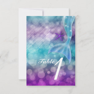 Mermaid Tail Enchanted Sea Party Table Number Card
