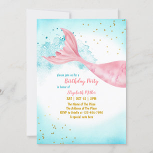 Mermaid Tail Girl Birthday Party Invitation