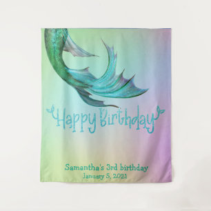 Mermaid Tail Glitter Birthday Photo booth Backdrop Tapestry