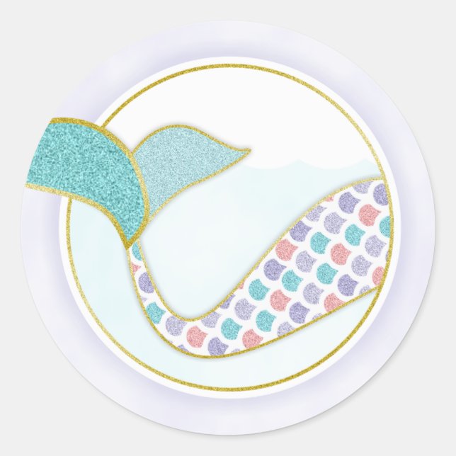 Mermaid Tail Glitter Purple Blue Envelope Seal (Front)
