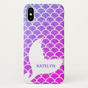 Mermaid Tail Glitter Purple Girly Custom Name Case-Mate iPhone Case