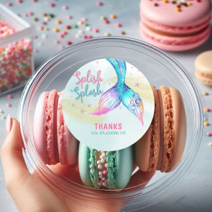 Mermaid Tail Glitter Splish Splash Thank you Classic Round Sticker