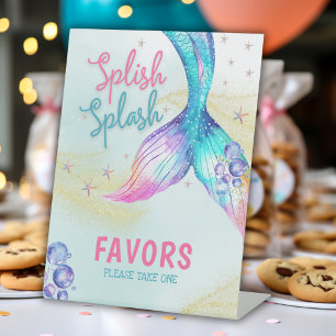 Mermaid Tail glitter under the sea Favors  Pedestal Sign