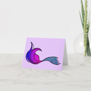 Mermaid Tail in pink, purple, teal blank note card