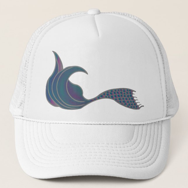 Mermaid Tail in tones of green and pink Trucker Hat (Front)