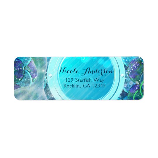 Mermaid Tail Magic Under the Sea Birthday Party Return Address Label
