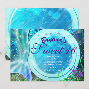 Mermaid Tail Magic Under the Sea Sweet 16 Birthday Invitation