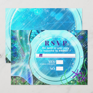 Mermaid Tail Magic Under the Sea Sweet 16 RSVP  Invitation