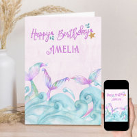 Mermaid Tail Ocean Waves Personalised Birthday