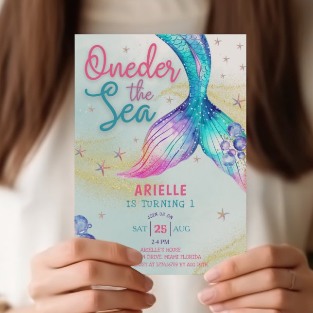 Mermaid Tail Onder the sea 1st birthday Invitation (Creator Uploaded)