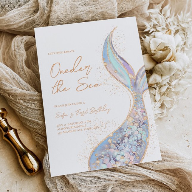 Mermaid Tail Oneder the Sea Birthday Invitation (Creator Uploaded)