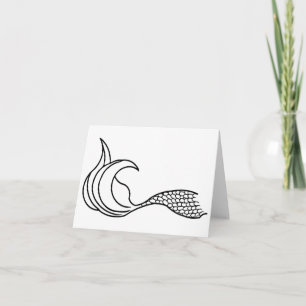 Mermaid Tail outline on blank note card