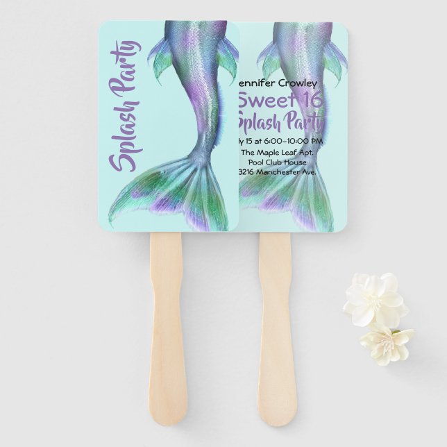 Mermaid Tail Party Invitation Fan (Front and Back)