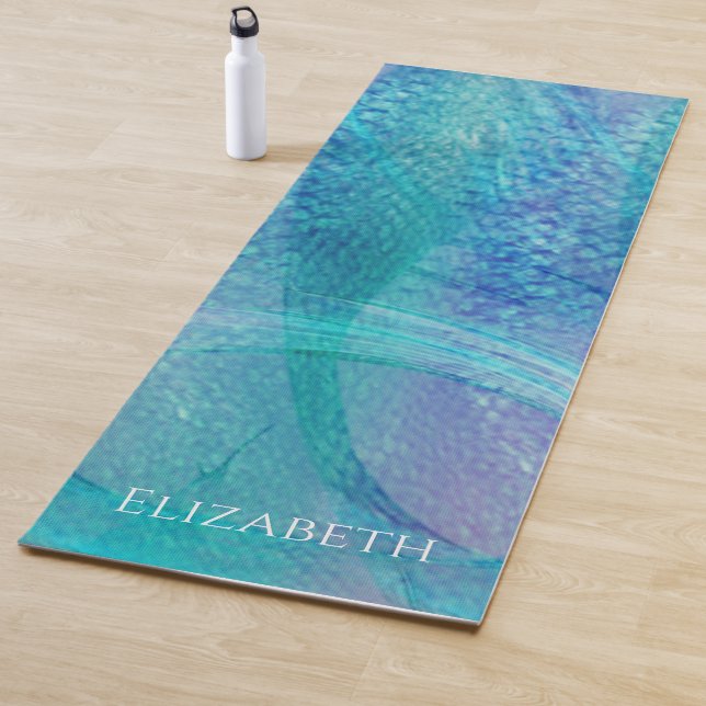 Mermaid tail Pattern turquoise Purple personalised Yoga Mat (In Situ)