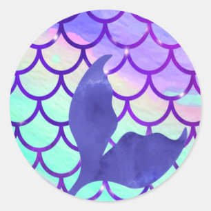 Mermaid Tail Purple Classic Round Sticker