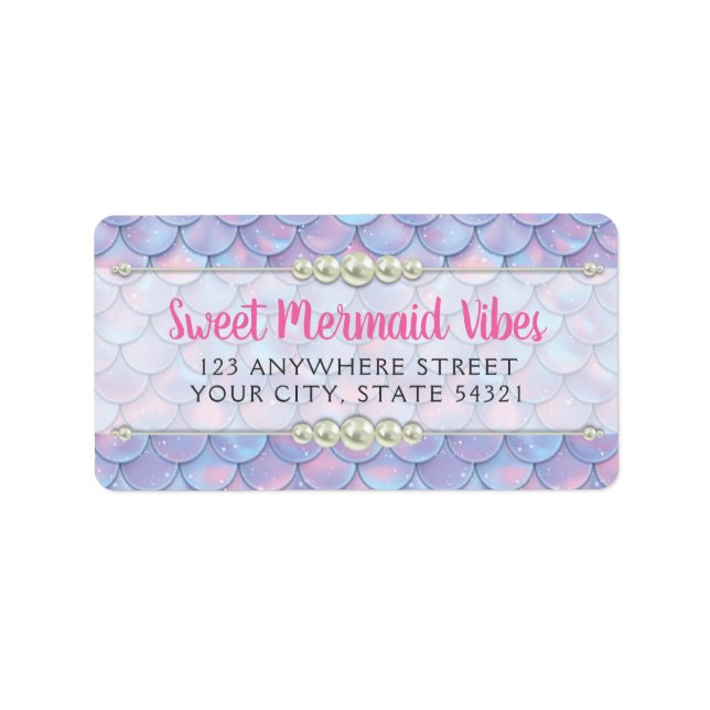 Mermaid Tail Scale & Pearl Pastel Sparkle Boutique Label (Front)