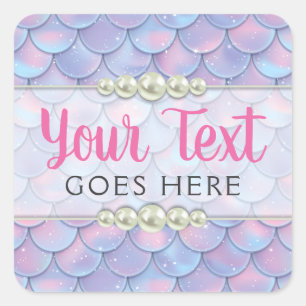 Mermaid Tail Scale & Pearl Pastel Sparkle Boutique Square Sticker