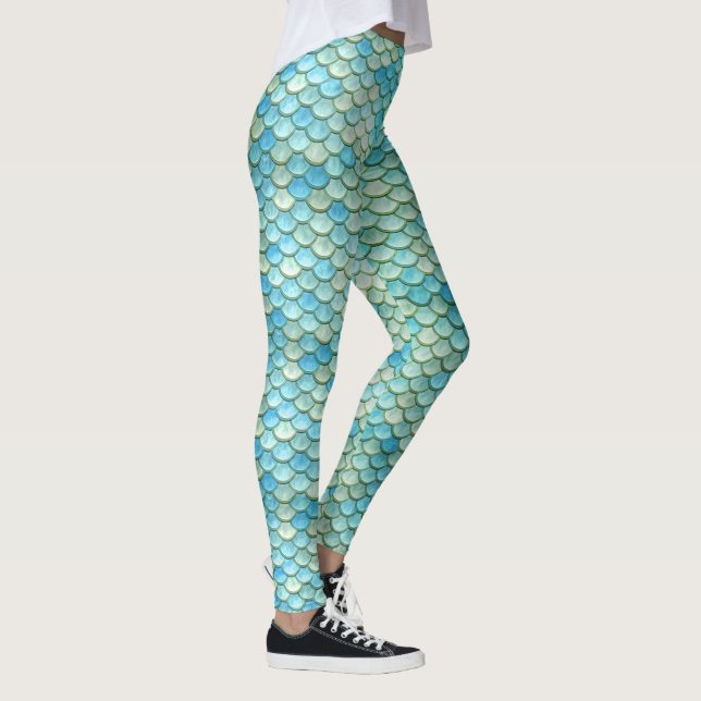 Mermaid Tail Scales Beach Ocean Leggings (Right)