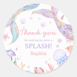 Mermaid Tail Sea Birthday Party Classic Round Sticker