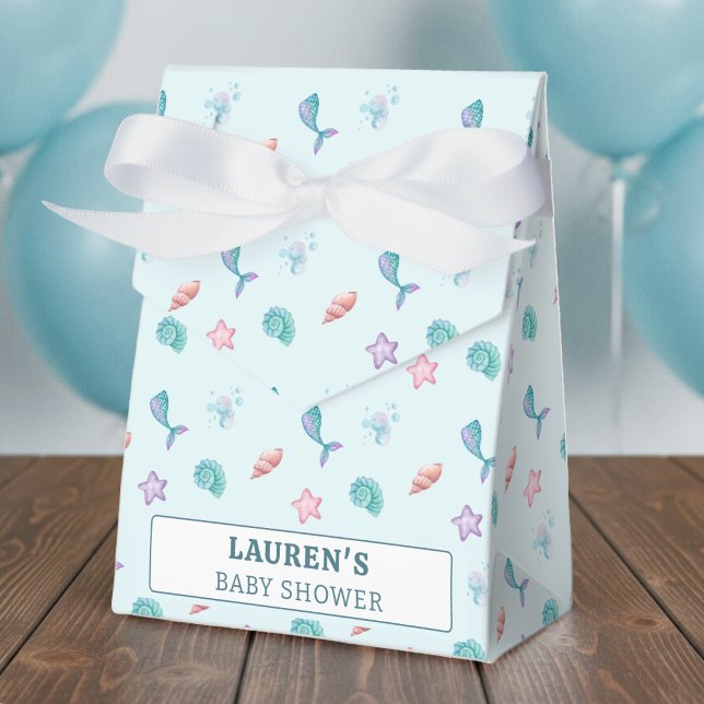 Mermaid Tail Starfish Seashell Pattern Blue Favour Box (Mermaid Tail Starfish Seashell Pattern Blue Favor Boxes
)